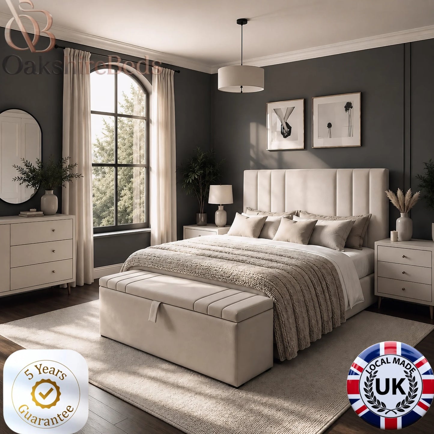 Stella Bed UK | Luxury Ottoman Storage Bed with Upholstered Headboard | OakshireBeds