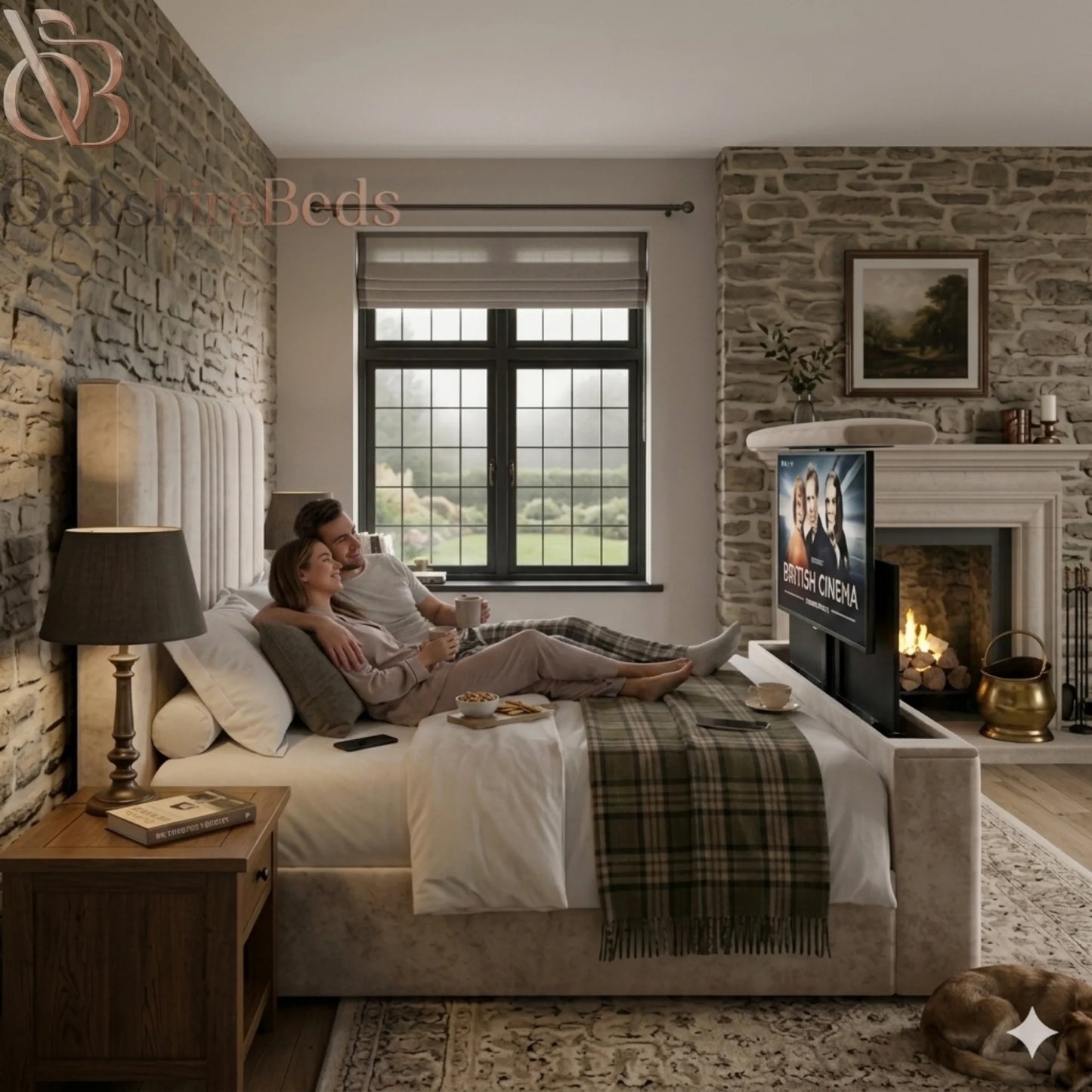 Sterling TV Bed UK | Luxury Upholstered TV Bed Frame | OakshireBeds