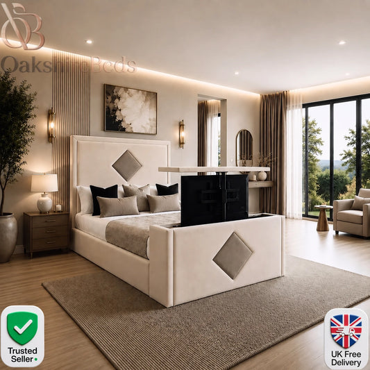 The Enzo TV Bed Luxury Dual Design Upholstered UK