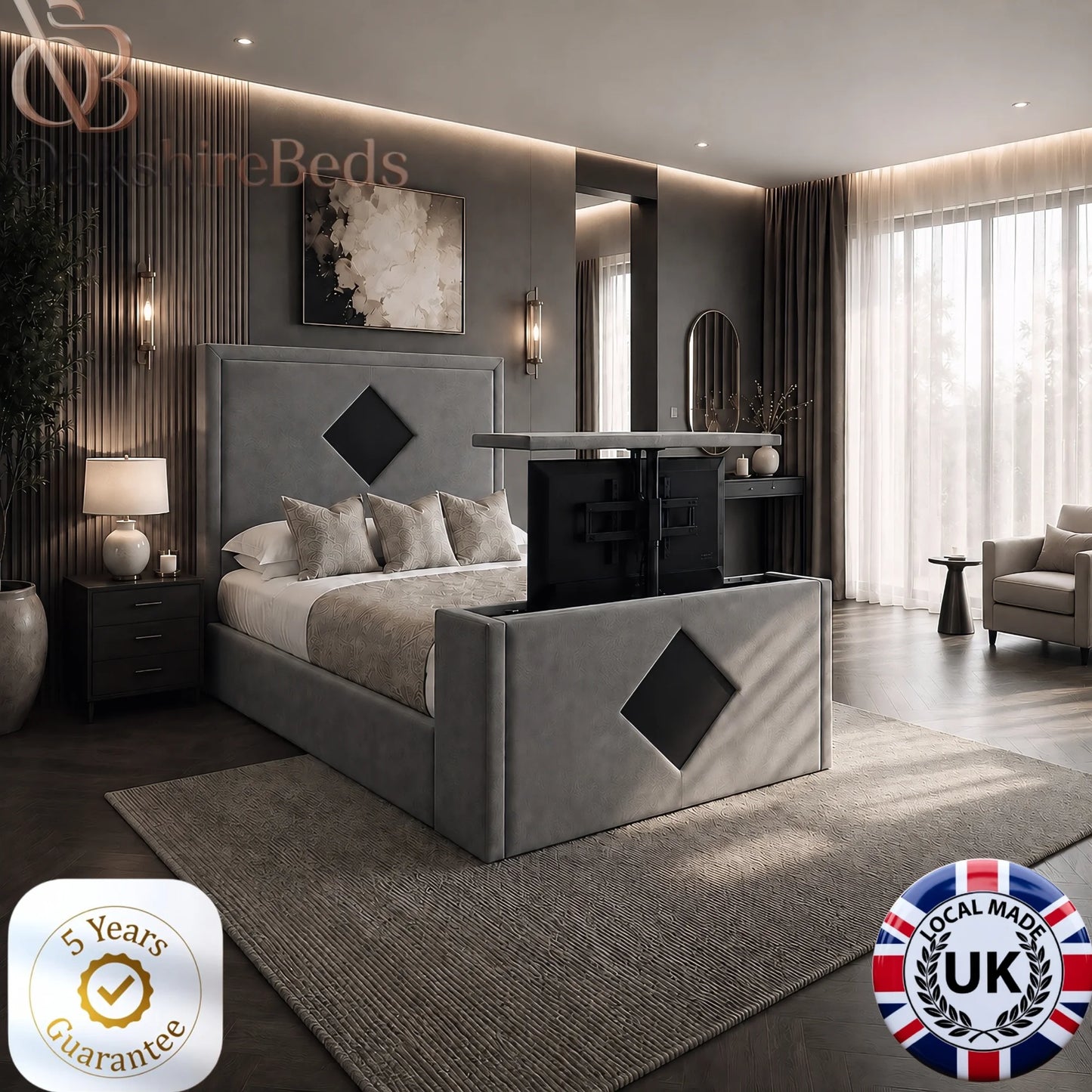 The Enzo TV Bed Luxury Dual Design Upholstered UK