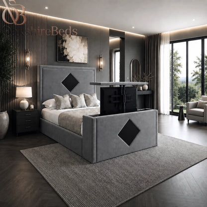 The Enzo TV Bed Luxury Dual Design Upholstered UK