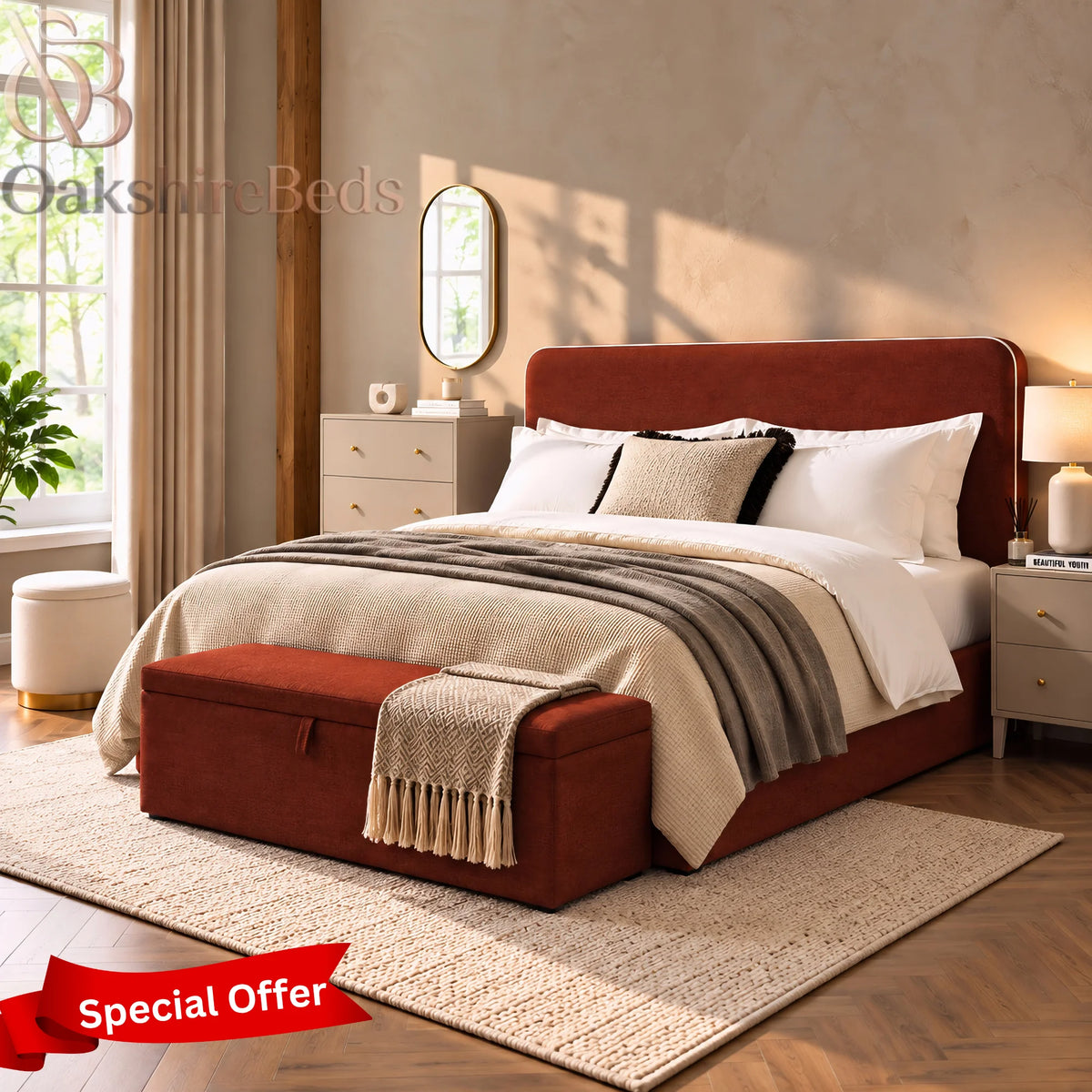The Kelso Piping Bed | Upholstered Bed | OakshireBeds