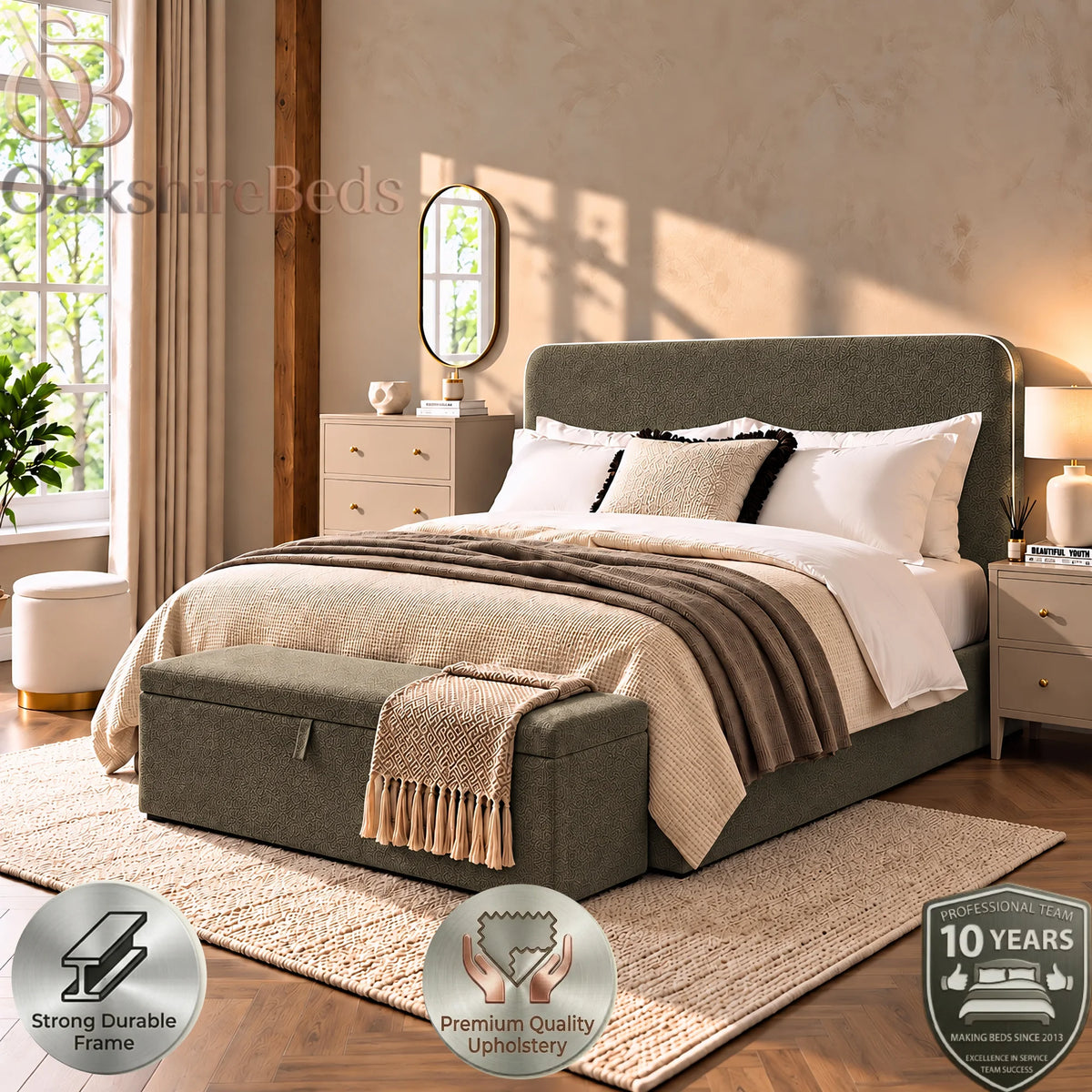The Kelso Piping Bed | Upholstered Bed | OakshireBeds
