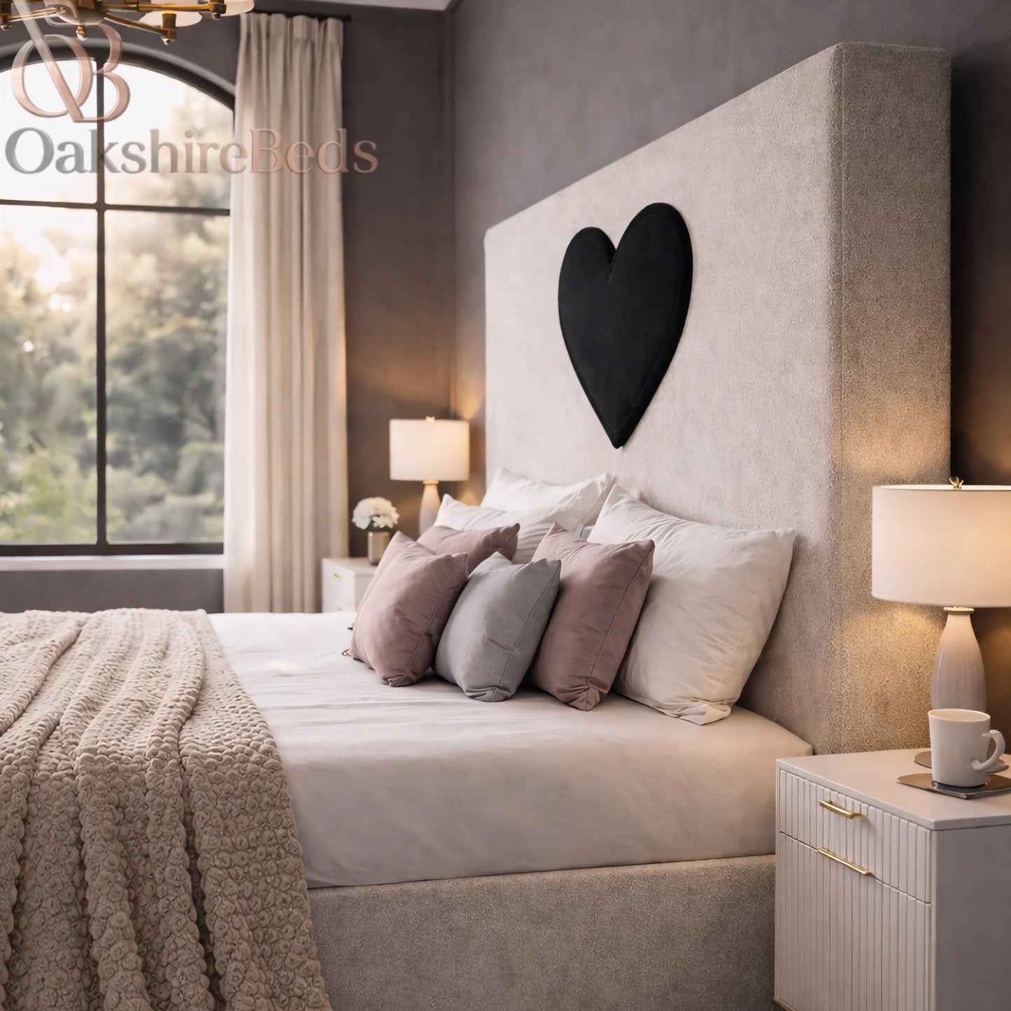 Valencia Bed UK | Luxury Heart Headboard Storage Bed | OakshireBeds