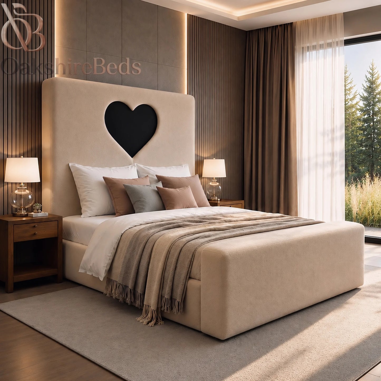 Valencia Bed UK | Luxury Heart Headboard Storage Bed | OakshireBeds