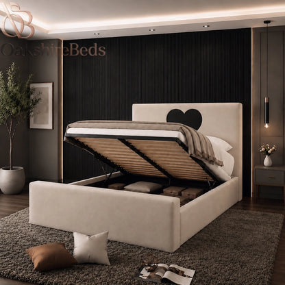 Valencia Bed UK | Luxury Heart Headboard Storage Bed | OakshireBeds