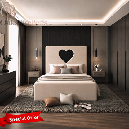 Valencia Bed UK | Luxury Heart Headboard Storage Bed | OakshireBeds
