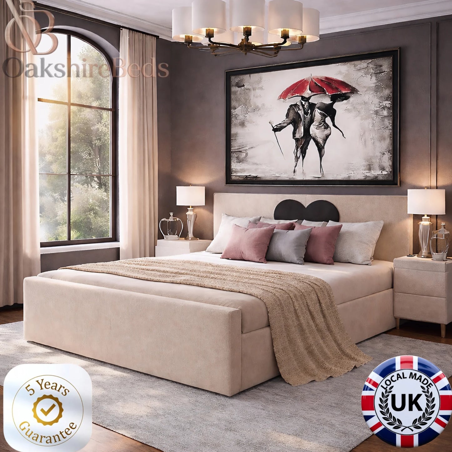 Valencia Bed UK | Luxury Heart Headboard Storage Bed | OakshireBeds