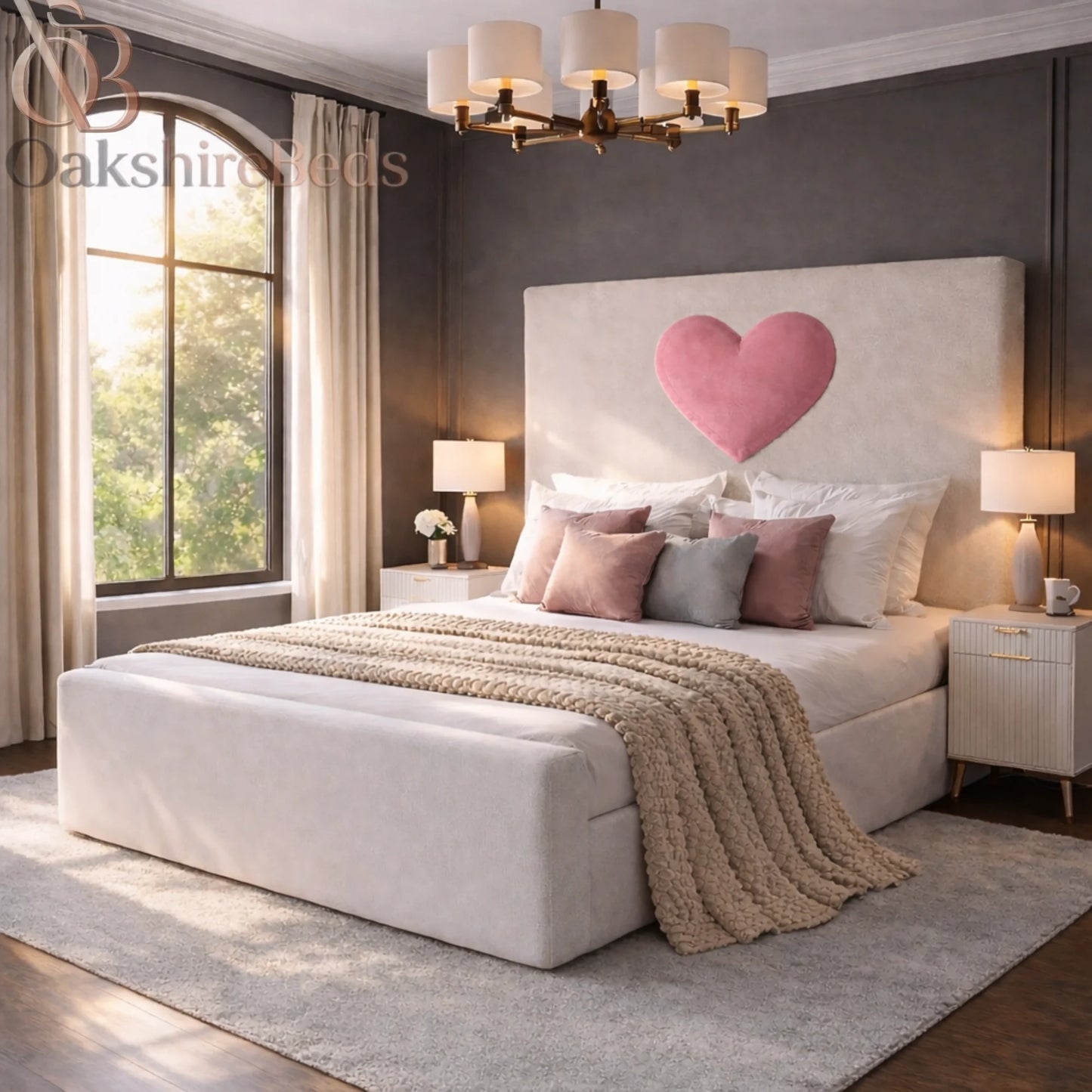 Valencia Bed UK | Luxury Heart Headboard Storage Bed | OakshireBeds