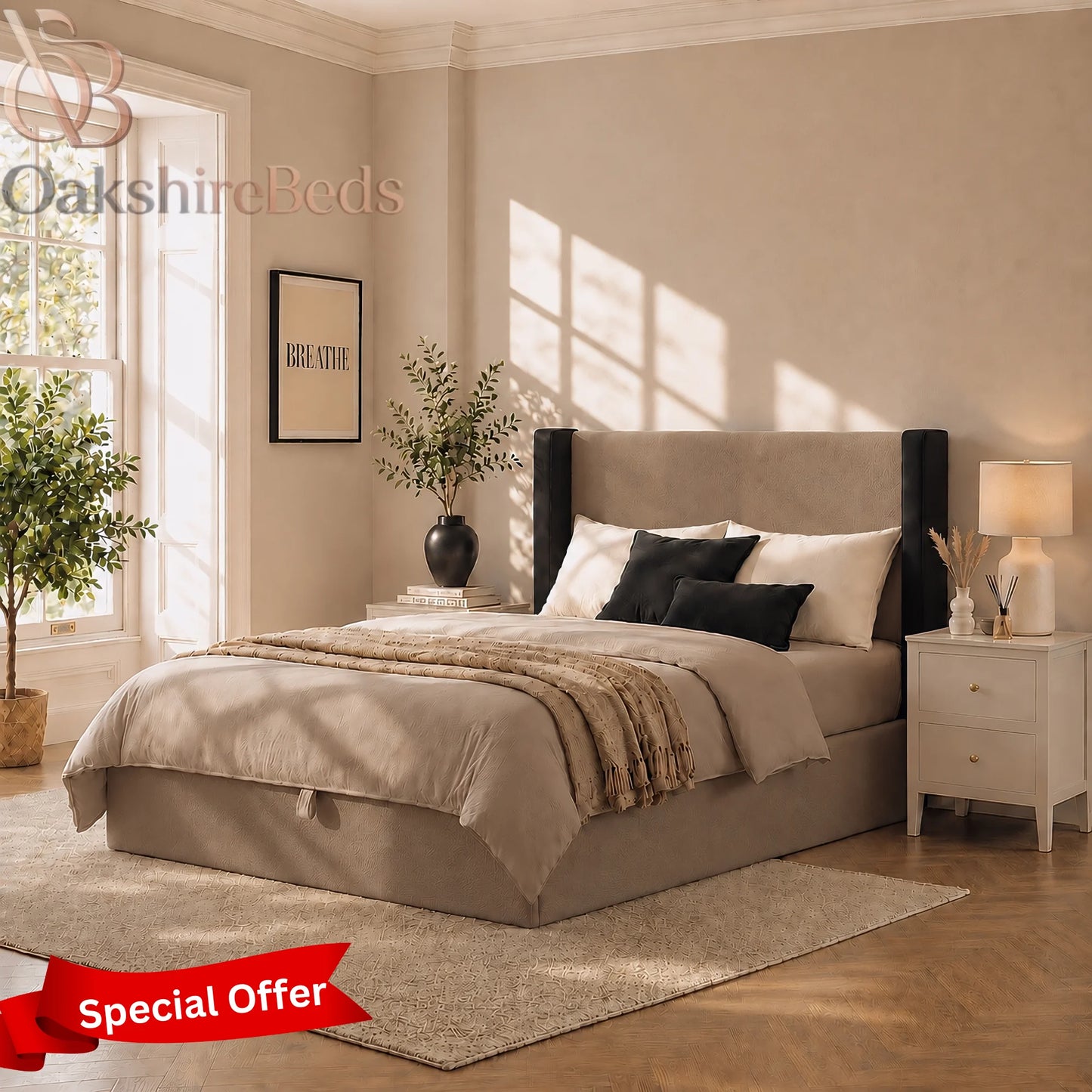 Velmont Wing Bed | Luxury Upholstered Wing Bed UK