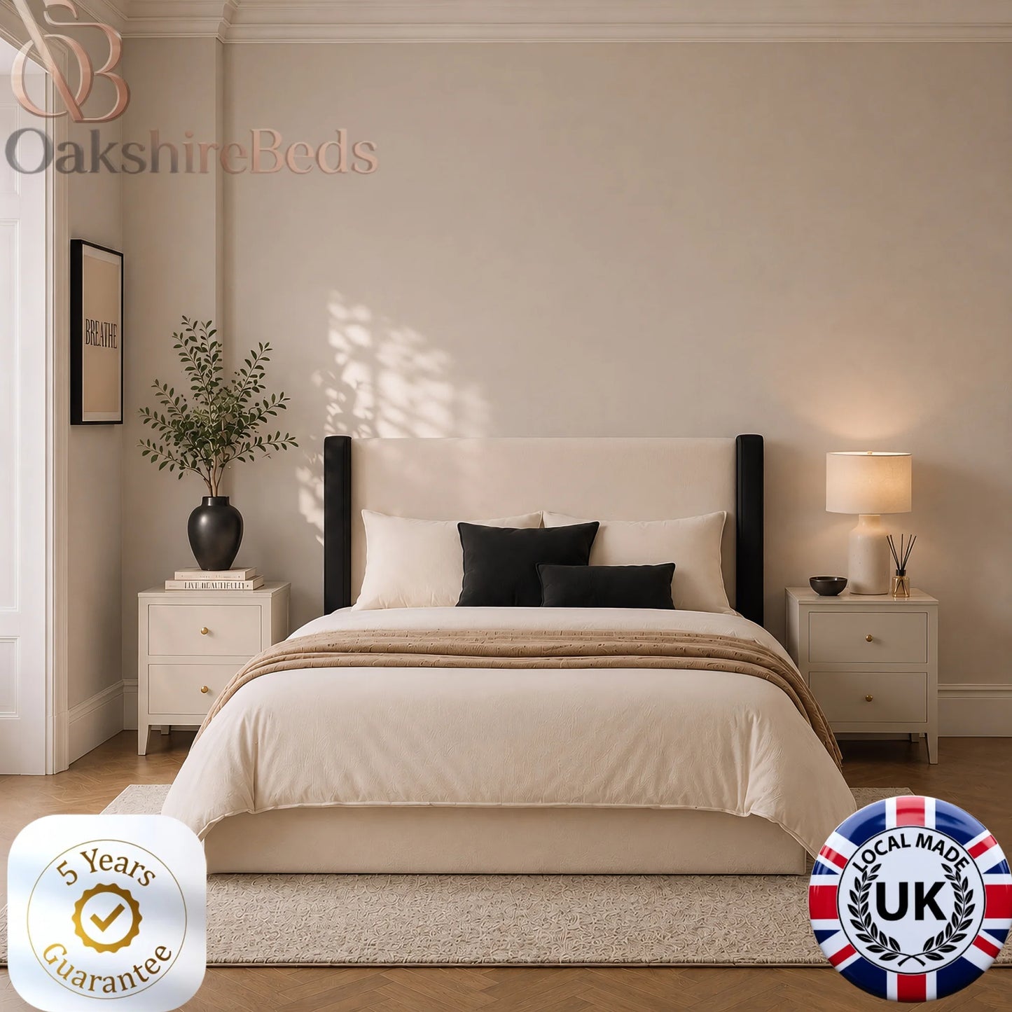 Velmont Wing Bed | Luxury Upholstered Wing Bed UK