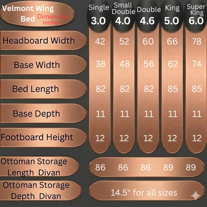 Velmont Wing Bed | Luxury Upholstered Wing Bed UK