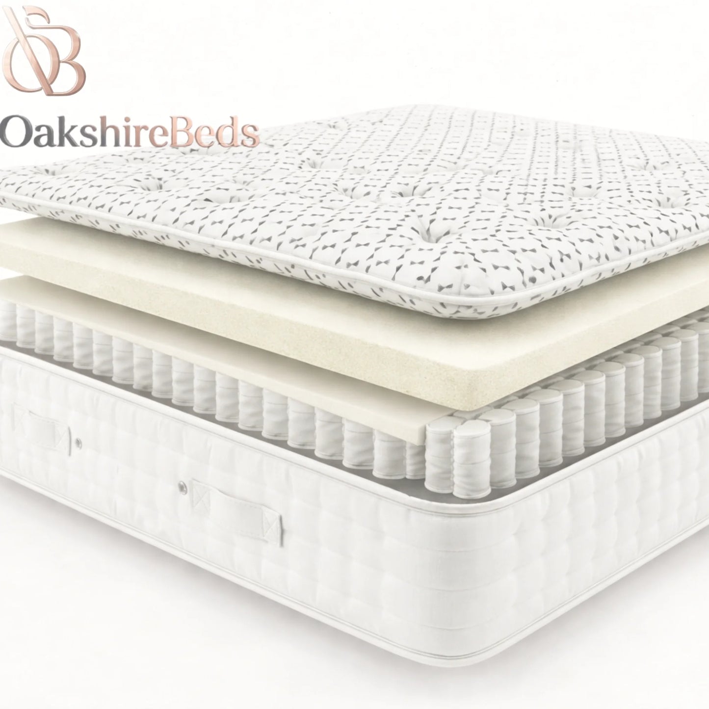 Detailed shot of the handmade craftsmanship on a UK-manufactured luxury mattress, highlighting the high-quality materials and durability.