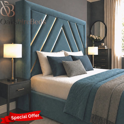 Zaria trimline bed silver trim luxury storage bed UK contemporary bedroom furniture