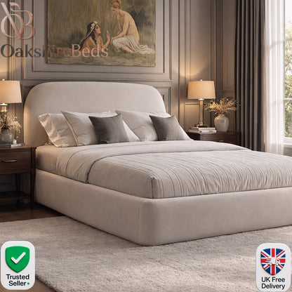 Zerra Bouclé Bed – Cream Bouclé Upholstered Ottoman Storage Bed | OakshireBeds UK