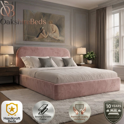 Zerra Bouclé Bed – Cream Bouclé Upholstered Ottoman Storage Bed | OakshireBeds UK