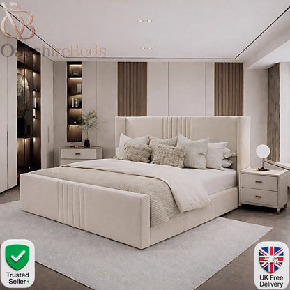 Zion Wing Bed UK | Luxury Wingback Upholstered Bed with Storage | OakshireBeds
