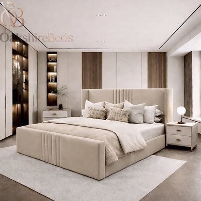 Zion Wing Bed UK | Luxury Wingback Upholstered Bed with Storage | OakshireBeds
