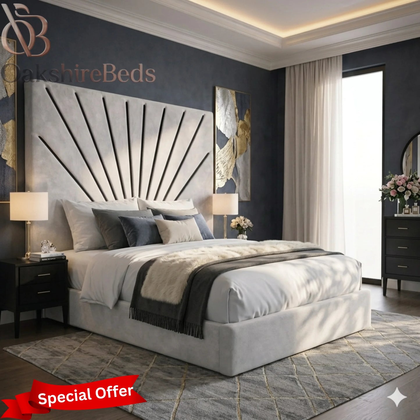 Zofia Bed UK | Black Trim Upholstered Storage Bed | OakshireBeds