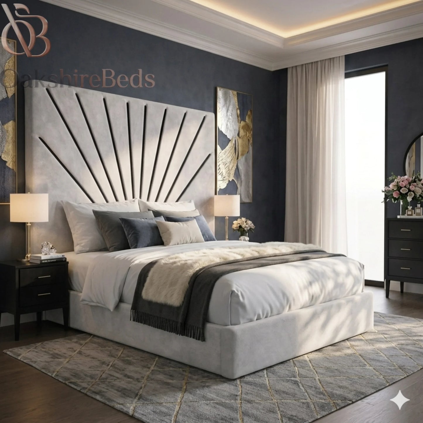 Zofia Bed size chart showing single double king and super king bed dimensions UK